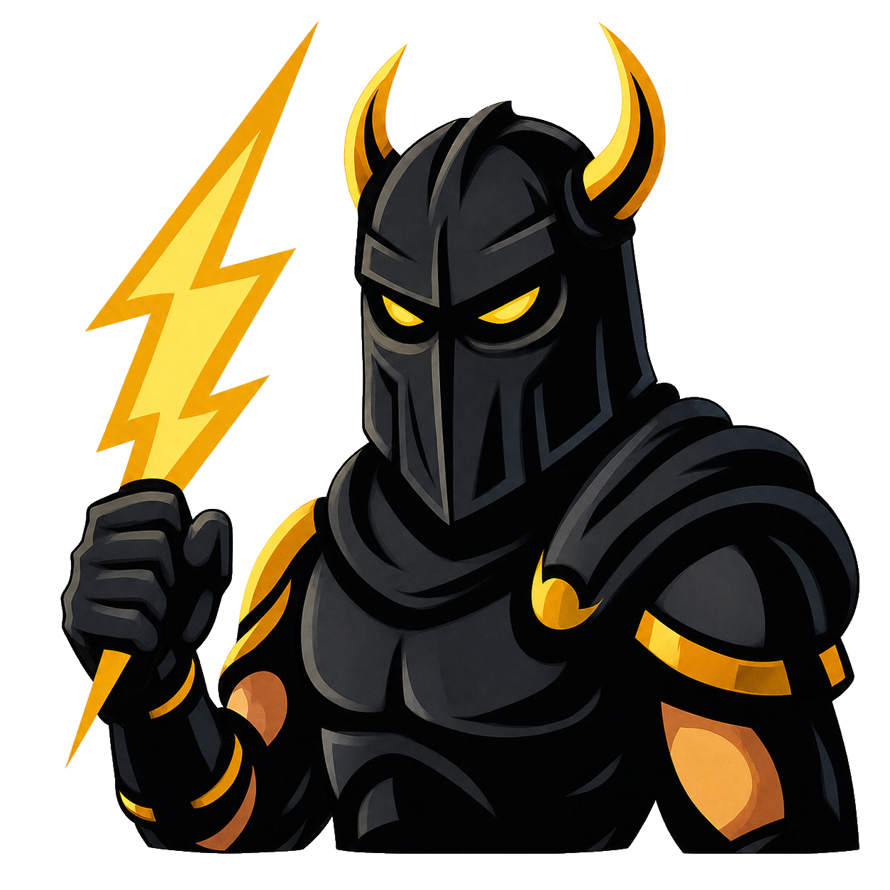 Armored BoltBoost character holding a lightning blade